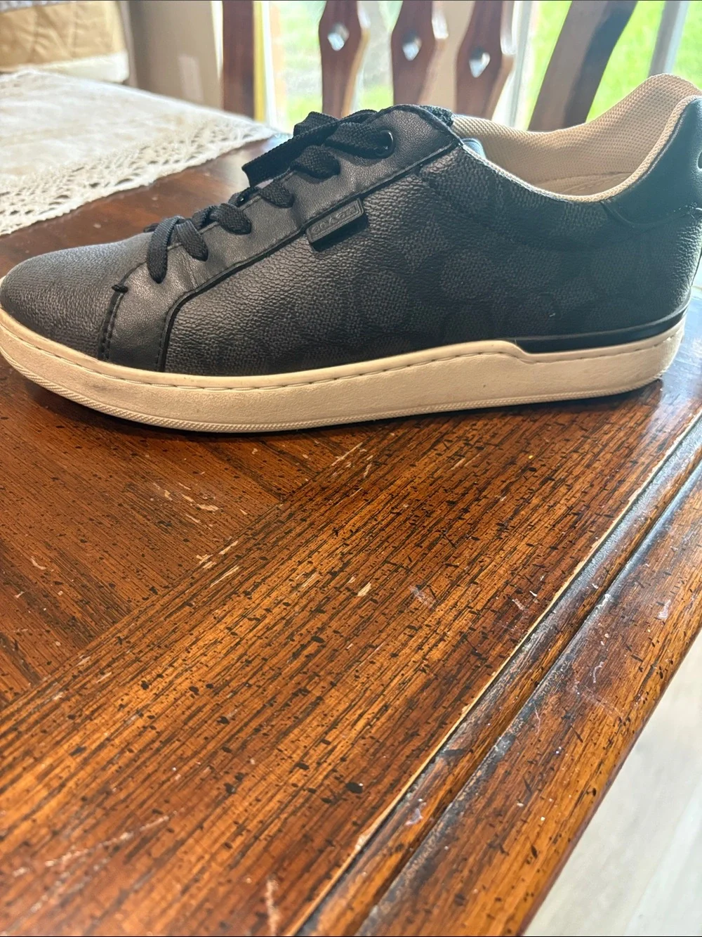 Coach Men’s Black Low-Top Logo Sneakers with White Soles